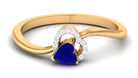 Heart Shape Blue Sapphire and Diamond Twisted Promise Ring Blue Sapphire - ( AAA ) - Quality - Rosec Jewels