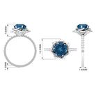 London Blue Topaz Flower Engagement Ring with Diamond London Blue Topaz - ( AAA ) - Quality - Rosec Jewels