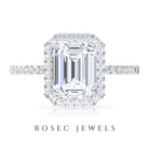 Rosec Jewels-3.25 CT Simple Moissanite Halo Engagement Ring in Gold