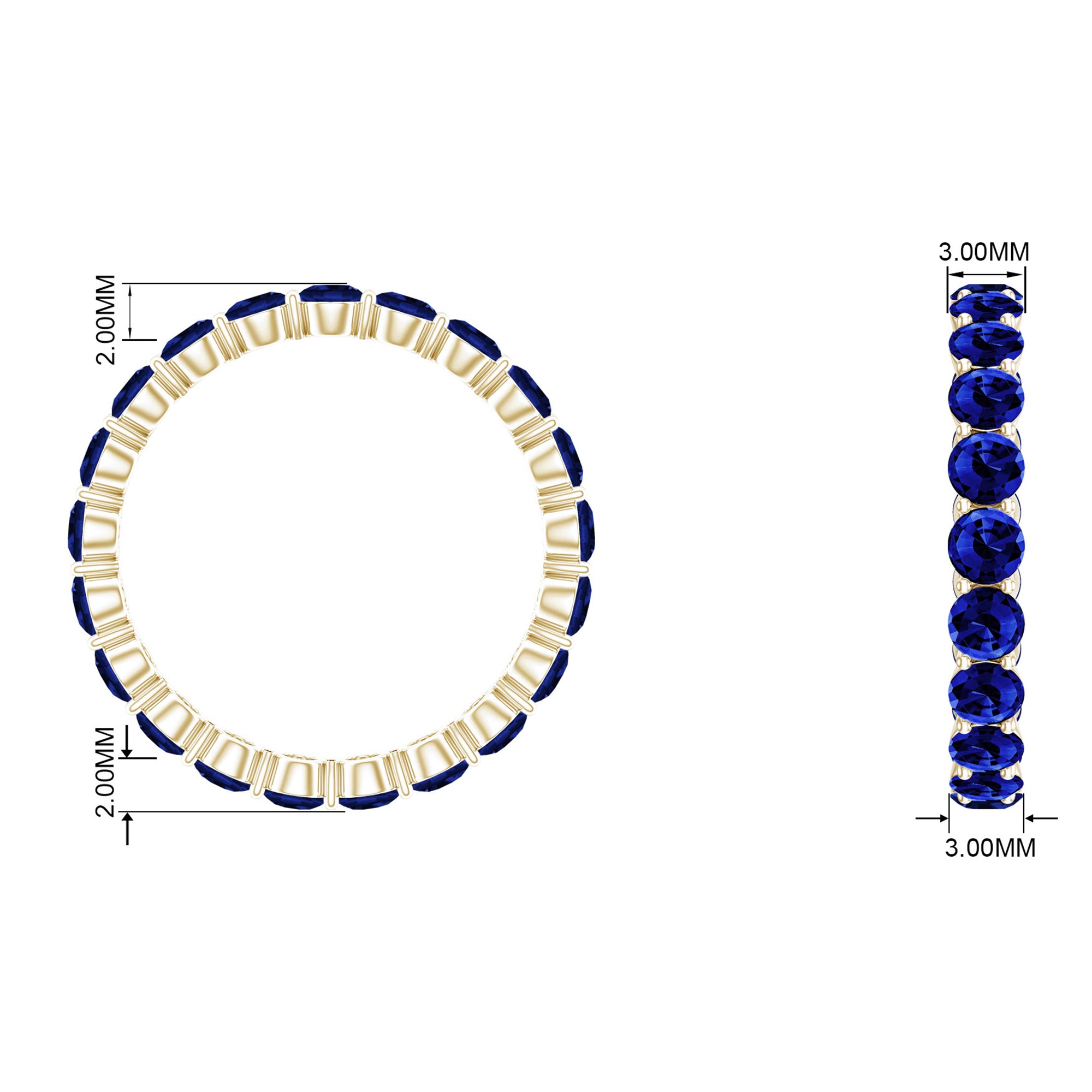 3.25 CT Lab Created Blue Sapphire Full Eternity Ring in Shared Prong Setting Lab Created Blue Sapphire - ( AAAA ) - Quality - Rosec Jewels