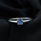 Natural Blue Sapphire Solitaire Ring in Basket Setting Blue Sapphire - ( AAA ) - Quality - Rosec Jewels