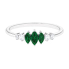 Marquise Cut Created Emerald and Diamond Graduated Ring Lab Created Emerald - ( AAAA ) - Quality - Rosec Jewels