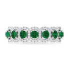 2.5 CT Lab Created Emerald And Moissanite Wide Wedding Band Lab Created Emerald - ( AAAA ) - Quality - Rosec Jewels