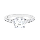 1.75 CT Asscher Cut Moissanite Solitaire Ring with Side Stones Moissanite - ( D-VS1 ) - Color and Clarity - Rosec Jewels