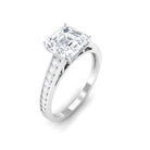 1.75 CT Asscher Cut Moissanite Solitaire Ring with Side Stones Moissanite - ( D-VS1 ) - Color and Clarity - Rosec Jewels