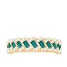 Baguette Emerald and Diamond Braided Half Eternity Band Ring Emerald - ( AAA ) - Quality - Rosec Jewels