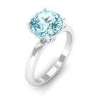 Aquamarine Solitaire Promise Ring with Diamond Aquamarine - ( AAA ) - Quality - Rosec Jewels