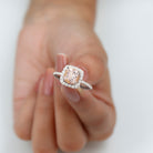 Real Morganite Engagement Ring with Diamond Halo Morganite - ( AAA ) - Quality - Rosec Jewels