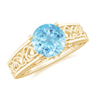 Aquamarine Celtic Solitaire Band with Diamond Aquamarine - ( AAA ) - Quality - Rosec Jewels