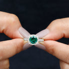 Rosec Jewels-Lab Grown Emerald and Diamond Classic Halo Engagement Ring