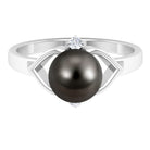 Genuine Tahitian Pearl Solitaire Split Shank Engagement Ring with Diamond Tahitian pearl - ( AAA ) - Quality - Rosec Jewels