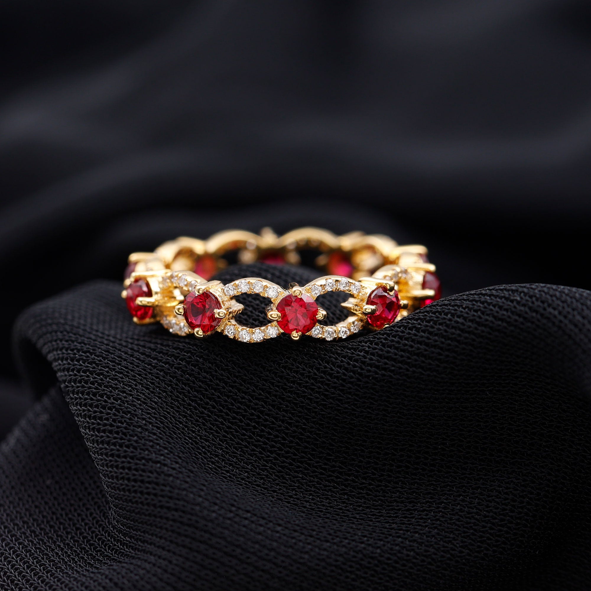 1.75 CT Lab Created Ruby Full Eternity Ring with Diamond Lab Created Ruby - ( AAAA ) - Quality - Rosec Jewels