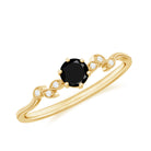 Prong Set Black Onyx and Beaded Diamond Promise Ring Black Onyx - ( AAA ) - Quality - Rosec Jewels