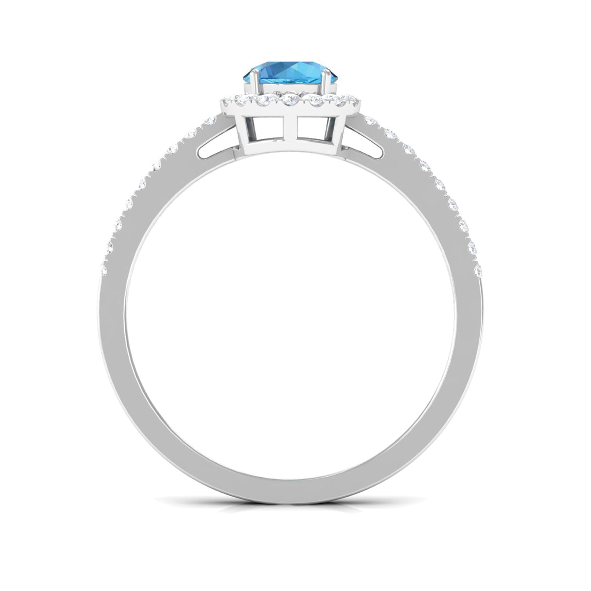 1 CT Swiss Blue Topaz Solitaire Ring with Diamond Accents Swiss Blue Topaz - ( AAA ) - Quality - Rosec Jewels