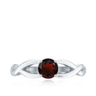 Garnet Solitaire Crossover Promise Ring Garnet - ( AAA ) - Quality - Rosec Jewels