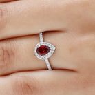 1.25 CT Pear Cut Garnet Solitaire Simple Engagement Ring with Diamond Accent Garnet - ( AAA ) - Quality - Rosec Jewels