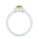 5X7 MM Pear Shaped Peridot Solitaire with Diamond Halo Ring Peridot - ( AAA ) - Quality - Rosec Jewels