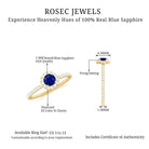 1 CT Blue Sapphire and Diamond Minimal Engagement Ring Blue Sapphire - ( AAA ) - Quality - Rosec Jewels