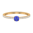 Tanzanite Dainty Solitaire Ring with French Pave Set Diamond Tanzanite - ( AAA ) - Quality - Rosec Jewels