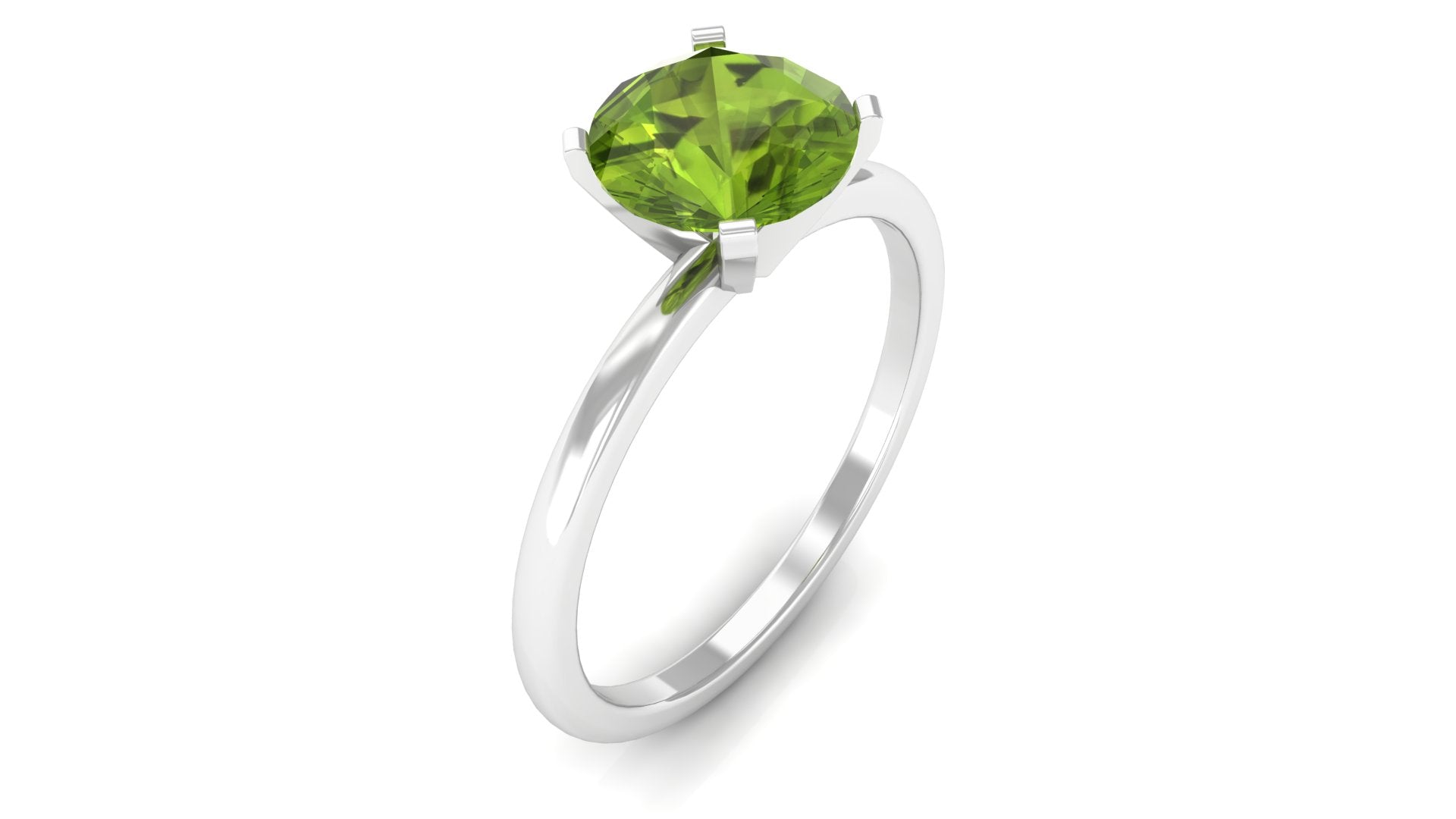 8 MM Round Peridot Solitaire Ring in Peg Head Setting Peridot - ( AAA ) - Quality - Rosec Jewels