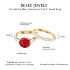 Classic Created Ruby Bridal Ring Set with Moissanite in Gold Lab Created Ruby - ( AAAA ) - Quality - Rosec Jewels