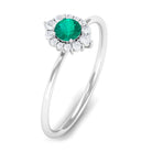 Classic Emerald Engagement Ring with Diamond Accent Emerald - ( AAA ) - Quality - Rosec Jewels