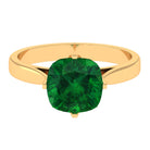 Cushion Cut Lab Grown Emerald Solitaire Engagement Ring Lab Created Emerald - ( AAAA ) - Quality - Rosec Jewels