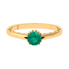 May Birthstone 5 MM Emerald Solitaire Ring with Milgrain Detailing Emerald - ( AAA ) - Quality - Rosec Jewels