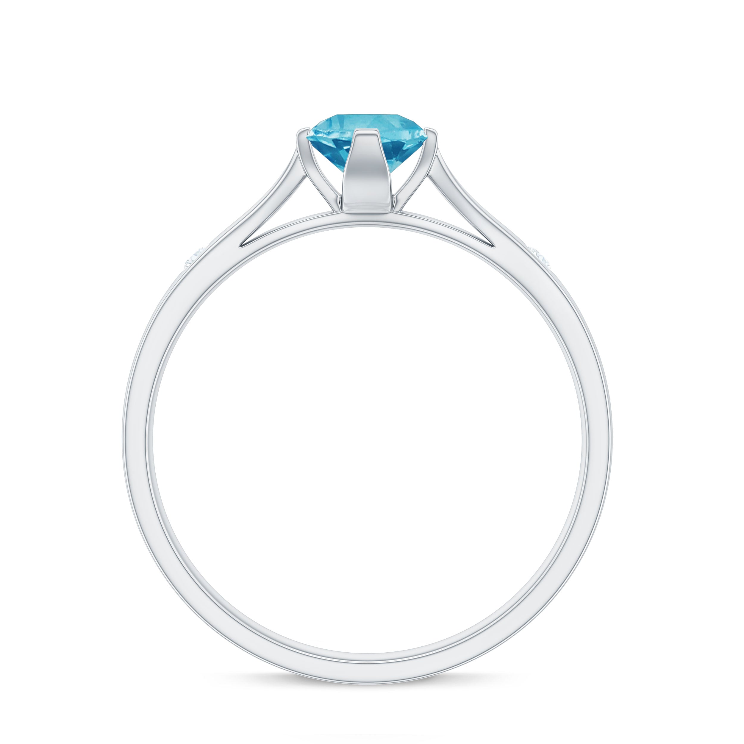 1/2 CT Solitaire Ring with Swiss Blue Topaz and Diamond for Her Swiss Blue Topaz - ( AAA ) - Quality - Rosec Jewels