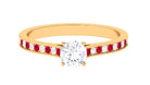 Certified Moissanite Solitaire Engagement Ring With Lab Grown Ruby Lab Created Ruby - ( AAAA ) - Quality - Rosec Jewels