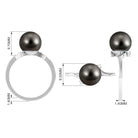 Tahitian Pearl Solitaire Bypass Engagement Ring with Diamond Tahitian pearl - ( AAA ) - Quality - Rosec Jewels