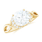 Cushion Cut Moissanite Solitaire Infinity Ring in Gold Moissanite - ( D-VS1 ) - Color and Clarity - Rosec Jewels