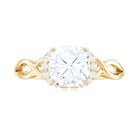 Cushion Cut Moissanite Solitaire Infinity Ring in Gold Moissanite - ( D-VS1 ) - Color and Clarity - Rosec Jewels