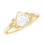 Pear Shaped Moissanite Solitaire Celtic Knot Ring in Bezel Setting Moissanite - ( D-VS1 ) - Color and Clarity - Rosec Jewels