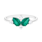 Pear Shape Emerald and Diamond Cluster Promise Ring Emerald - ( AAA ) - Quality - Rosec Jewels