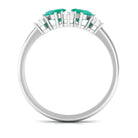 Pear Shape Emerald and Diamond Cluster Promise Ring Emerald - ( AAA ) - Quality - Rosec Jewels