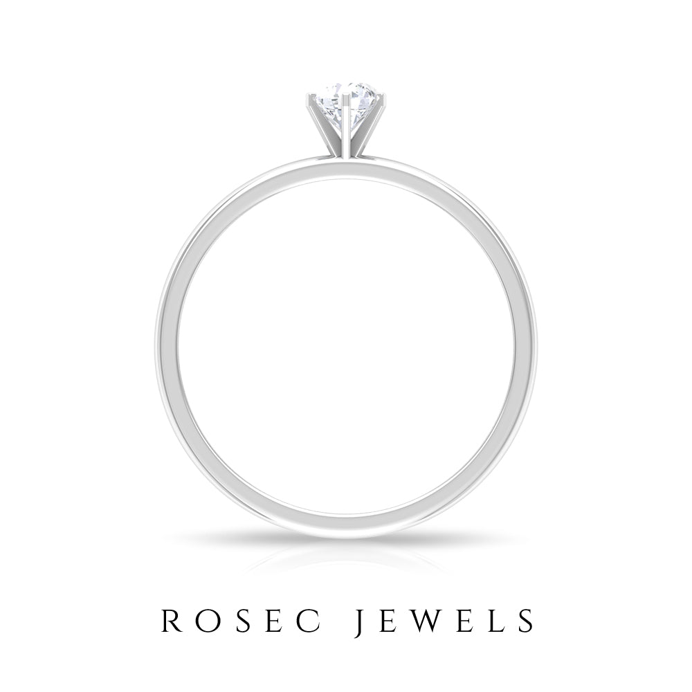 Minimal Round Diamond Solitaire Ring in Gold Diamond - ( HI-SI ) - Color and Clarity - Rosec Jewels