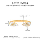 Open Cuff Ring with Pave Set Moissanite Moissanite - ( D-VS1 ) - Color and Clarity - Rosec Jewels