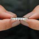 Moissanite Geometric Half Eternity Ring Moissanite - ( D-VS1 ) - Color and Clarity - Rosec Jewels