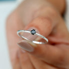 Minimal Black Onyx Solitaire Promise Ring Black Onyx - ( AAA ) - Quality - Rosec Jewels