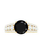 Rosec Jewels-2.75 CT August Birthstone Black Spinel Vintage Engagement Ring with Moissanites