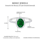 Oval Cut Created Emerald Classic Halo Engagement Ring with Diamond Lab Created Emerald - ( AAAA ) - Quality - Rosec Jewels