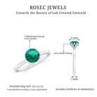 6 MM Round Cut Lab Created Emerald Solitaire Ring in Lotus Basket Setting Lab Created Emerald - ( AAAA ) - Quality - Rosec Jewels