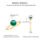 6 MM Round Cut Lab Created Emerald Solitaire Ring in Lotus Basket Setting Lab Created Emerald - ( AAAA ) - Quality - Rosec Jewels