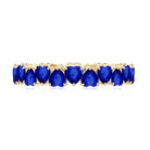 Claw Set Created Blue Sapphire Heart Eternity Band Ring in Gold Lab Created Blue Sapphire - ( AAAA ) - Quality - Rosec Jewels