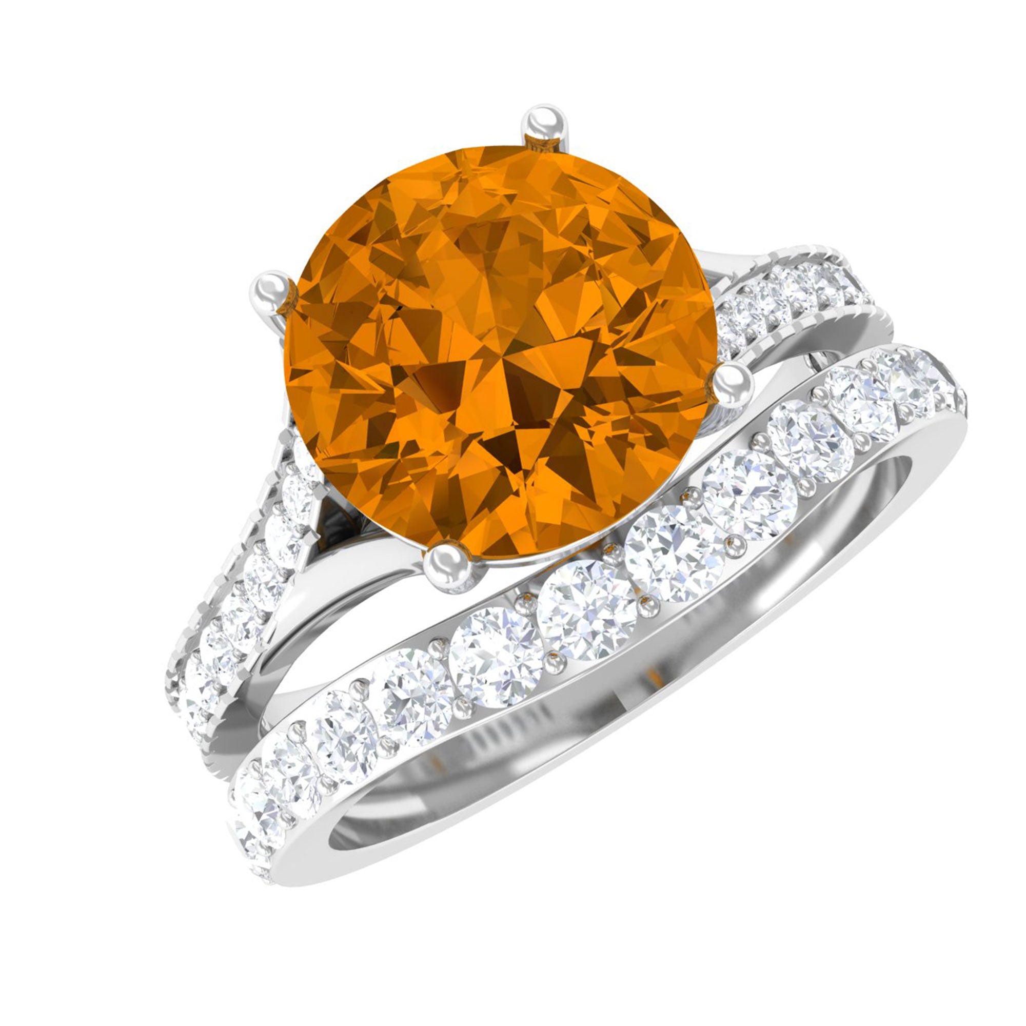 3.50 CT Wedding and Engagement Ring Set with Citrine and Moissanite Citrine - ( AAA ) - Quality - Rosec Jewels