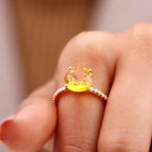 Created Yellow Sapphire Solitaire Engagement Ring with Diamond Lab Created Yellow Sapphire - ( AAAA ) - Quality - Rosec Jewels