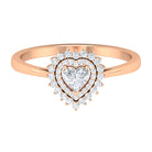 Heart Shape Diamond Engagement Ring with Double Halo Diamond - ( HI-SI ) - Color and Clarity - Rosec Jewels