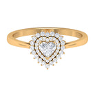 Heart Shape Diamond Engagement Ring with Double Halo Diamond - ( HI-SI ) - Color and Clarity - Rosec Jewels