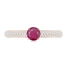 Natural Ruby Solitaire Ring with Diamond Side Stones Ruby - ( AAA ) - Quality - Rosec Jewels